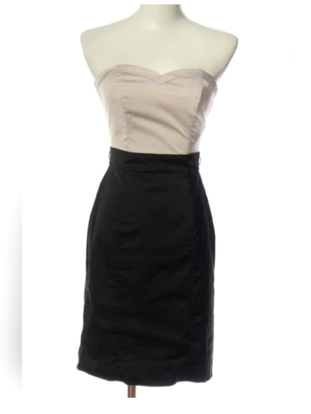 H&M Strapless Two-Tone Pencil Skirt Dress in Black and Cream